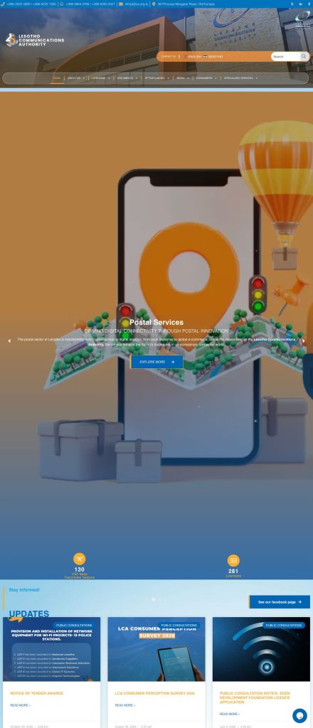 Website preview: Lesotho Communications Authority (LCA)